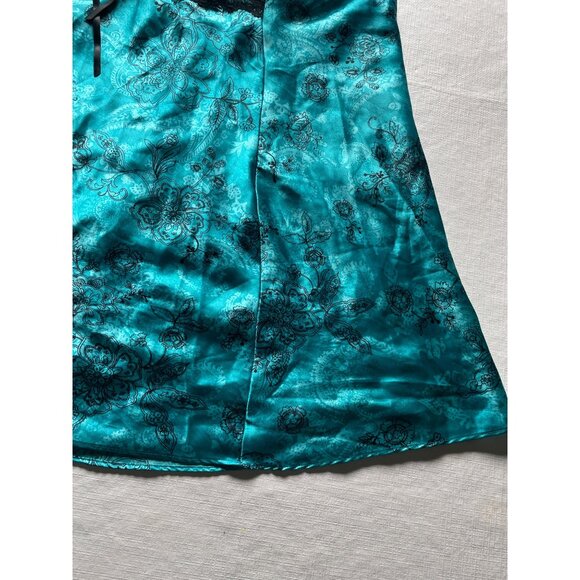 Linea Donatella Womens Sleeveless Satin Chemise Nightgown With Lace Trim & Flora - Picture 7 of 7